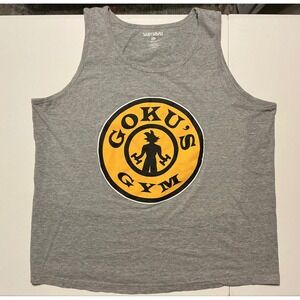 Dragon Ball‎ Z Gold's Gym Gokus Gym Parody Tank Top Gray Anime Graphic Muscle XL